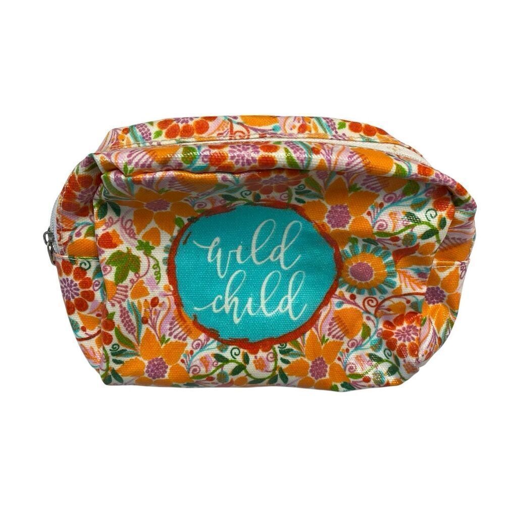 Wild Child Floral Makeup Bag Bright Boho Travel Cosmetic Pouch Organizer Beauty